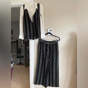 Tribal Jean Linen blend striped pant & top NWTs both Sz M pics for measurements